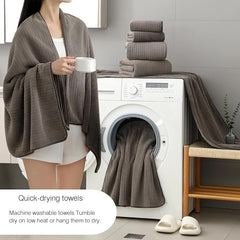 18 Piece Family Bath Towel Set Include 6 Bath Towels,6 Hand Towels and 6 Washcloths Soft Bathroom Towel with Hanging Loops,Highly Absorbent Quick Dry Towels Set for Bathroom,Hotel and Spa-Brown