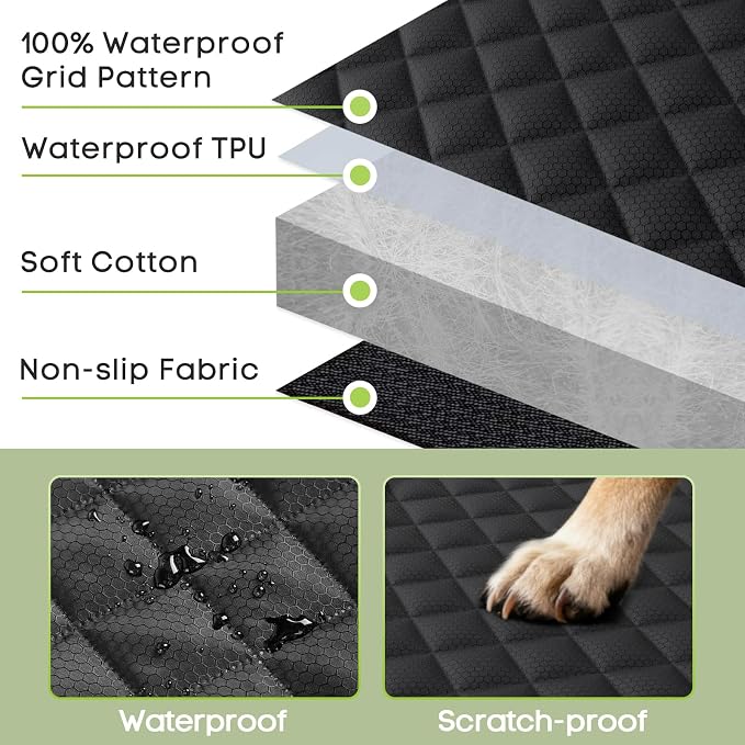 2 Pack Dog Car Seat Cover for Front Seat, Pet Car Seat Protector | Waterproof Scratchproof Non-Slip Captain Chair Cover, Full Protection with Side Flaps, Large Pocket, Fits Cars/Trucks/SUVs