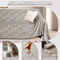 1OO% Waterproof Sectional Couch Covers for Dogs L Shaped Corner Sofa Cover Washable Chenille Sofa Slipcovers Blanket Modern Jacquard Pet Furniture Protector (91"x252", Gray Wave)