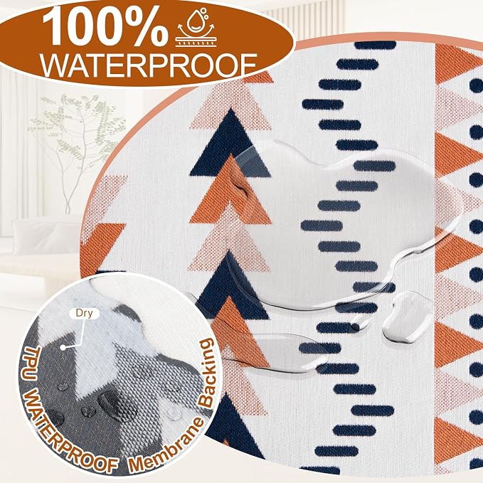 1OO% Waterproof Sectional Couch Covers for Dogs L Shaped Corner Sofa Cover Washable Chenille Sofa Slipcovers Blanket Modern Jacquard Pet Furniture Protector (91"x276", Boho Blue Orange)
