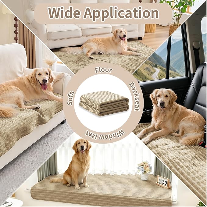 100% Waterproof Couch Covers for Dogs, 35"×59" Washable Couch Cover, Non Slip Sectional Couch Covers for 3 Cushion Sofa Cover Pet Friendly, Cat and Dog Couch Bed Cover-Camel
