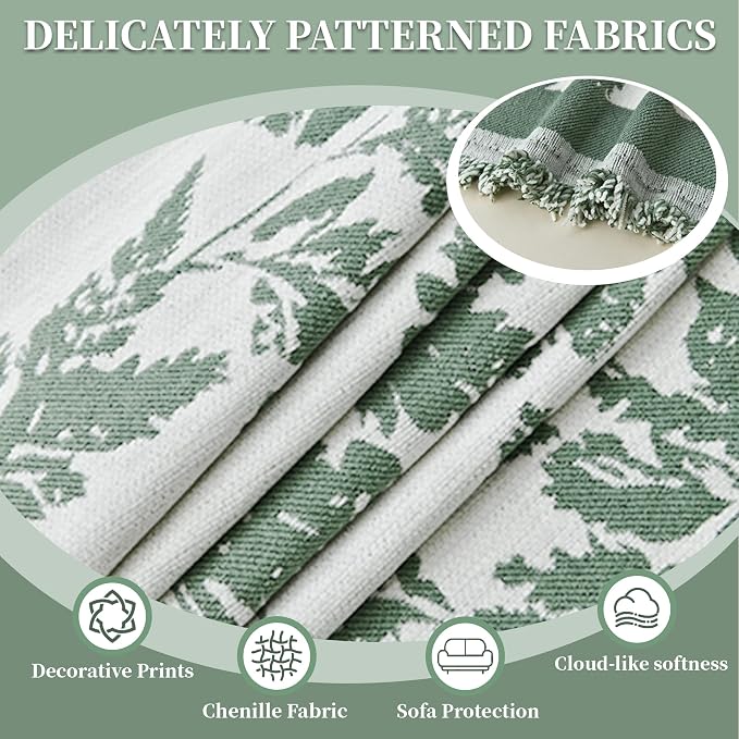 1OO% Waterproof Sectional Couch Covers for Dogs L Shaped Corner Sofa Cover Washable Chenille Sofa Slipcovers Blanket Modern Jacquard Pet Furniture Protector (91"x276", Sage Green)