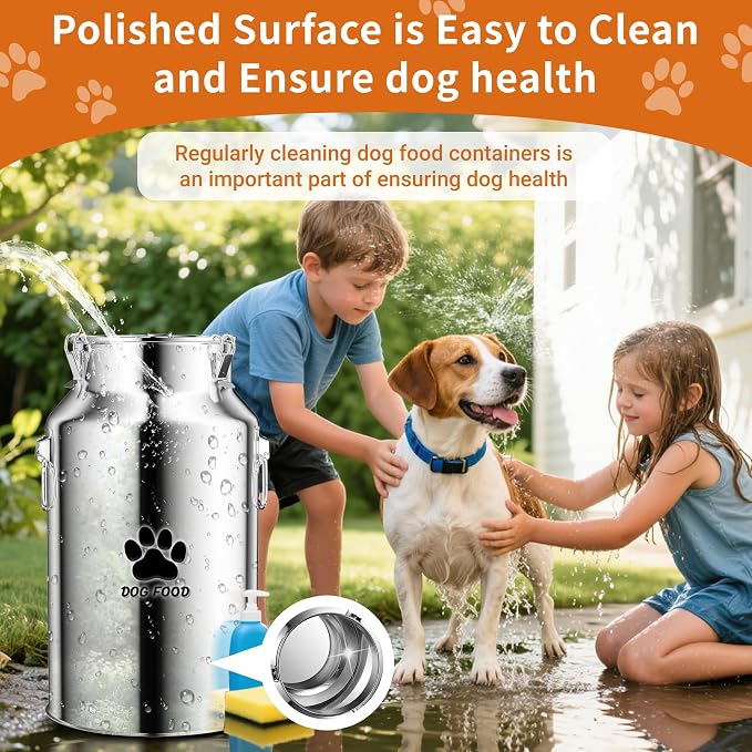 30Lbs Stainless Steel Dog Food Container .Metal Dog Food Storage Container