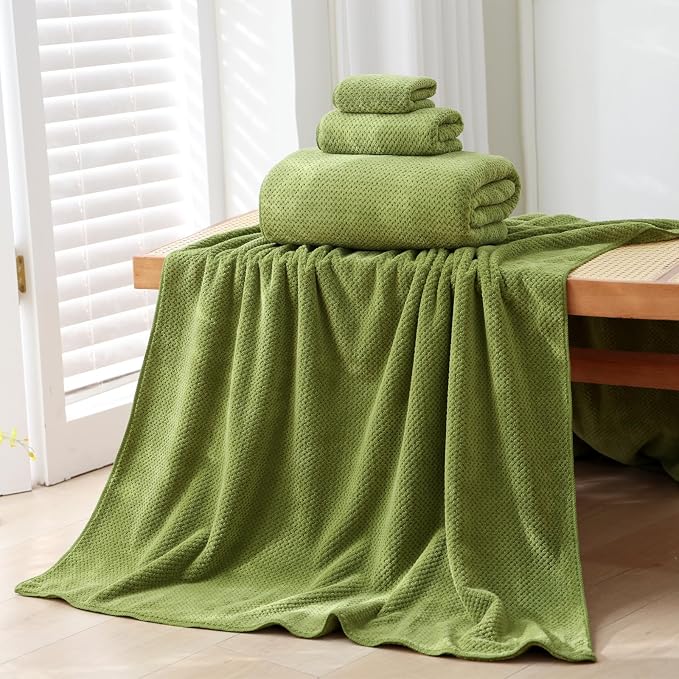 30x60 Inches Extra Large Bath Towels Set Super Soft Absorbent Luxury Microfiber Towels for Bathroom (Sage Green, 3PCS)