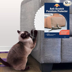 12 Pack XL Anti Cat Scratch Furniture Protector - Couch Protector from Cat Claws w/Twist Pins, Clear, Easy-to-Apply Scratching Deterrent and Shield for Sofa (Not for Leather, Velvet, Microfiber)