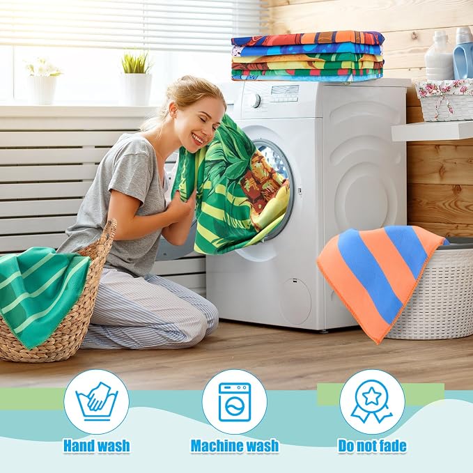 12 Pcs Oversized Microfiber Beach Towels Set 30 x 60 Extra Large Fiber Swim Pool Towel Absorbent Bath Blanket for Travel Vacation Accessories Gift Spa Soft Lightweight(Tropical)