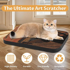 2 Pack Cat Wall Scratcher, Art Cat Scratching Board for Cats | Wall Mounted Cat Scratch Pad, Water-Based Ink, Hook&Loop Strips, Floor or Wall Use, 16.7x11x1 Inch, Goldfish & Scream