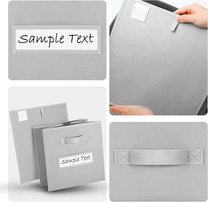 11x11 storage cube bins (Set of 10) Foldable Fabric storage cubes with 10 Labels Window Cards & a Pen,11 inch cube storage bin,Closet Organizers for Shelves,Cubby Organizer Boxes,Light Grey