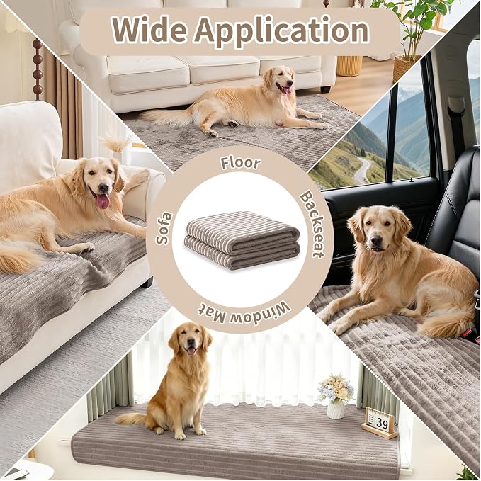 100% Waterproof Couch Covers for Dogs, 35"×63" Washable Couch Cover, Non Slip Sectional Couch Covers for 3 Cushion Sofa Cover Pet Friendly, Cat and Dog Couch Bed Cover-Khaki