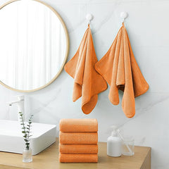 18 Piece Microfiber Bath Towels Set - 6 Bath Sheets,6 Hand Towels And 6 Washcloths,Soft Family Towels,Highly Absorbent Bathroom Towel,Quick Dry Shower Towel Luxury Towels For Hotel Spa Dorm-Tangerine