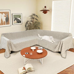 1OO% Waterproof Sectional Couch Covers for Dogs L Shaped Corner Sofa Cover Washable Chenille Sofa Slipcovers Blanket Modern Jacquard Pet Furniture Protector (91"x252", Khaki Weaving Triangle)