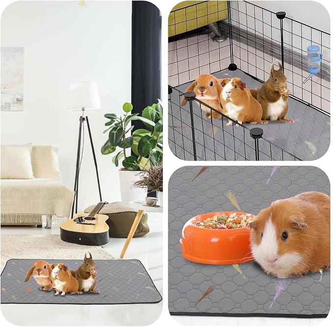 2Pcs Guinea Pig Cage Liners,Guinea Pig Fleece Cage Liners24''X36'' Super Absorbent Washable Pee Pads Reusable for Rabbit Hamster Chinchilla