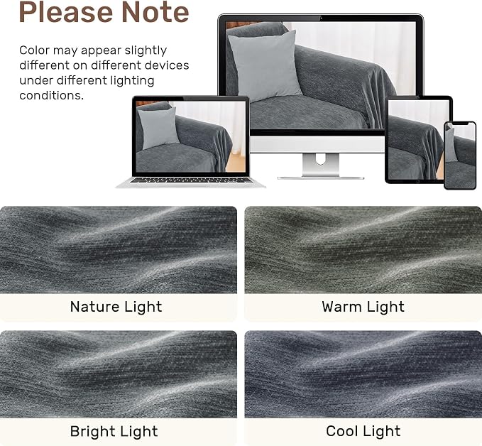 2 Pieces Sectional Couch Covers L Shaped Cover L Dark Gray | Thick Washable Fabric for L Shaped Sectional Sofa, Anti-Pet Hair, Stain & Wear Resistant, Easy Care & Installation