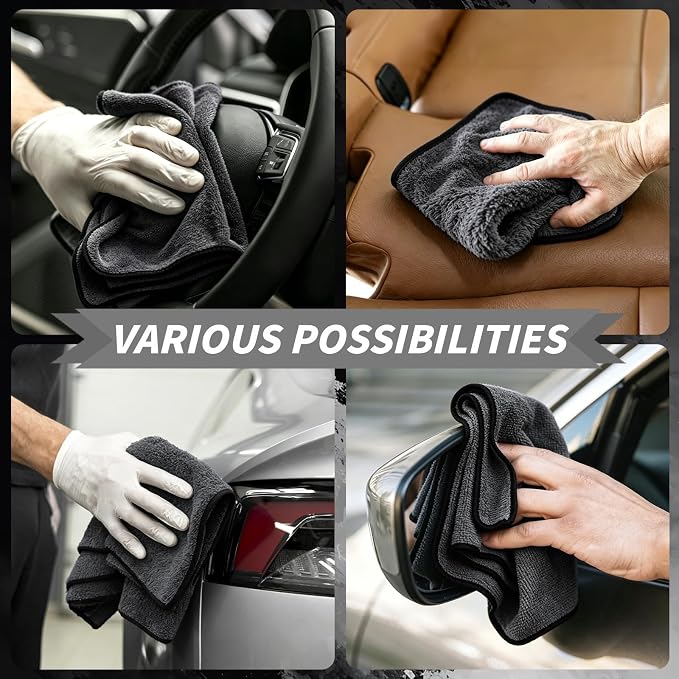 20 Pack Microfiber Towels for Cars, 24" x 16" Dual-Sided Car Drying Towel | 400 GSM Highly Absorbent, Lint-Free Microfiber Cleaning Cloths for Scratch-Free Drying, Detailing, Buffing, Polishing Cars