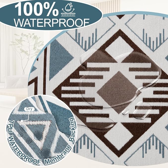 1OO% Waterproof Sectional Couch Covers for Dogs L Shaped Corner Sofa Cover Washable Chenille Sofa Slipcovers Blanket Modern Jacquard Pet Furniture Protector (91"x276", Boho Blue Brown)