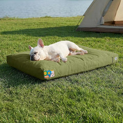 30 Inch Canvas Outdoor Dog Bed for Medium Dogs, Durable Dog Bed with Waterproof Machine Washable Removable Cover, Indoor Patio Pet Pad for Crate, Green