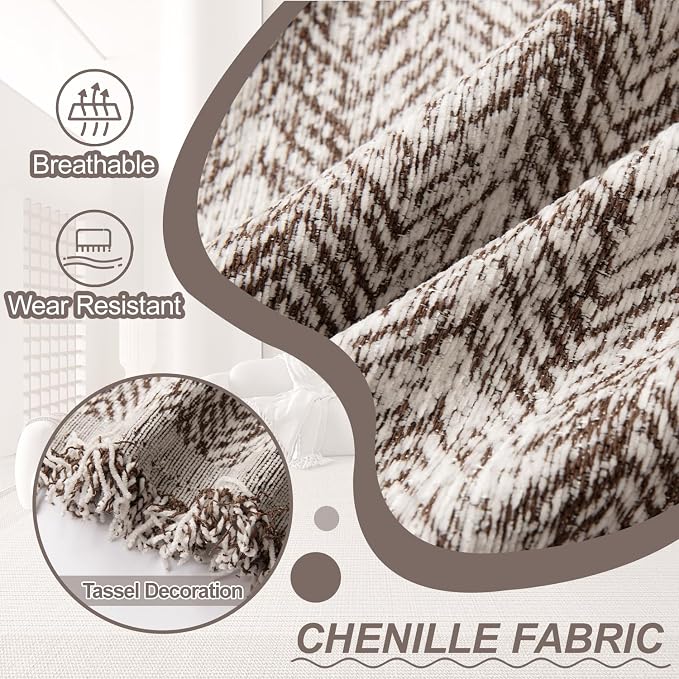 1OO% Waterproof Sectional Couch Covers for Dogs L Shaped Corner Sofa Cover Washable Chenille Sofa Slipcovers Blanket Modern Jacquard Pet Furniture Protector (91"x276", Coffee Wave)