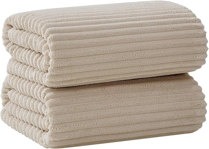 2 Piece Bath Sheets, 40"x80" Microfiber Bath Towels, Beige | Extra-large size, Quick dry, Highly Absorbent, Lint Free .shower towels for bathroom gym spa .Big and Tall users