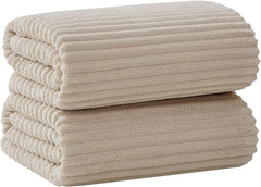 2 Piece Bath Sheets, 40"x80" Microfiber Bath Towels, Beige | Extra-large size, Quick dry, Highly Absorbent, Lint Free .shower towels for bathroom gym spa .Big and Tall users