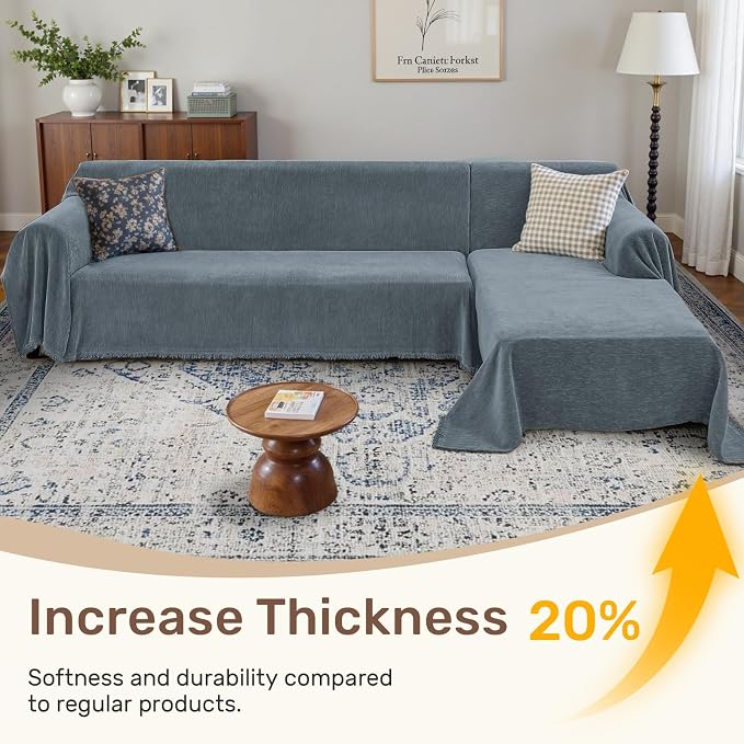 2 Pieces Sectional Couch Covers L Shaped Cover L Dusty Blue | Thick Washable Fabric for L Shaped Sectional Sofa, Anti-Pet Hair, Stain & Wear Resistant, Easy Care & Installation