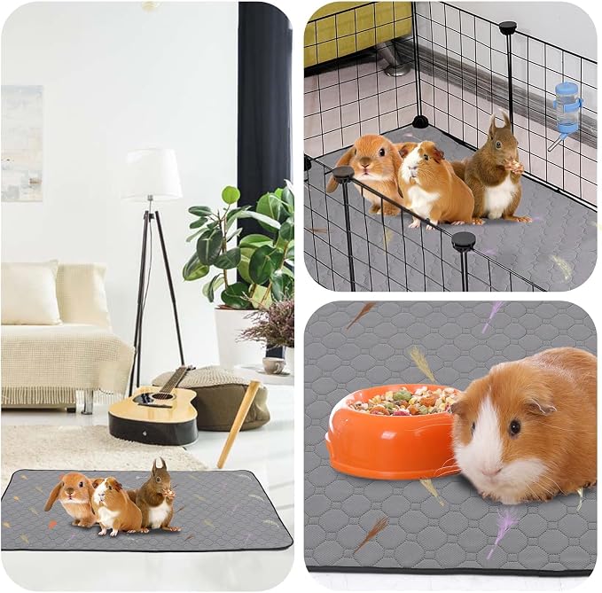 2Pcs Guinea Pig Cage Liners,Guinea Pig Fleece Cage Liners48''X72'' Super Absorbent Washable Pee Pads Reusable for Rabbit Hamster Chinchilla