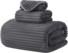 3 Pack Bath Towel Set, 40"x80" Oversized Bath Sheet, Charcoal Gray | Ultra Soft Microfiber, Lint Free, Quick Dry, Highly Absorbent, Full Body Coverage, 1 Bath Sheet, 1 Hand Towel, 1 Washcloth