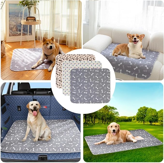 2PC Puppy Pee Pads with Pheromones, Washable Puppy Training Pads for Dogs Reusable Puppy Potty Pads for Dogs and Cats(with Pet Hair Removal Gloves)