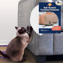 18 Pack XL Anti Cat Scratch Furniture Protector - Couch Protector from Cat Claws w/Twist Pins, Clear, Easy-to-Apply Scratching Deterrent and Shield for Sofa (Not for Leather, Velvet, Microfiber)