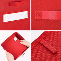 11 Inch Storage Cube,Storage bin,cube storage (Set of 10) Foldable Fabric Cube Storage Bins with 10 Labels Window Cards & a Pen,Baskets Containers for Shelves,Closet Organizers Box,Red