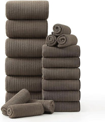 18 Piece Family Bath Towel Set Include 6 Bath Towels,6 Hand Towels and 6 Washcloths Soft Bathroom Towel with Hanging Loops,Highly Absorbent Quick Dry Towels Set for Bathroom,Hotel and Spa-Brown