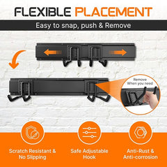 "96 Garage Tool Organizer Wall Mount - Heavy Duty 1020 lbs Metal Storage Rack, Easy Install Adjustable Hooks for Garden Tools Brooms
