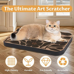 2 Pack Cat Wall Scratcher, Art Cat Scratching Board for Cats | Wall Mounted Cat Scratch Pad, Water-Based Ink, Hook&Loop Strips, Floor or Wall Use, 16.7x11x1 Inch, Black & White 4