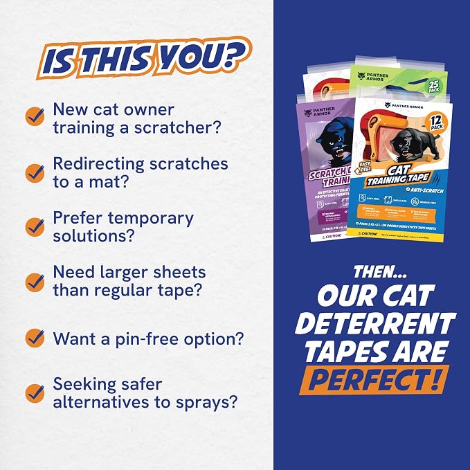 15 Pack Cat Scratch Furniture Protector Tape Sheets,Double-Sided Sticky Training (7 XL, 6 Large, 2 Medium), Anti-Scratch Couch & Sofa Guard, Clear, Not for Leather, Velvet, Microfiber