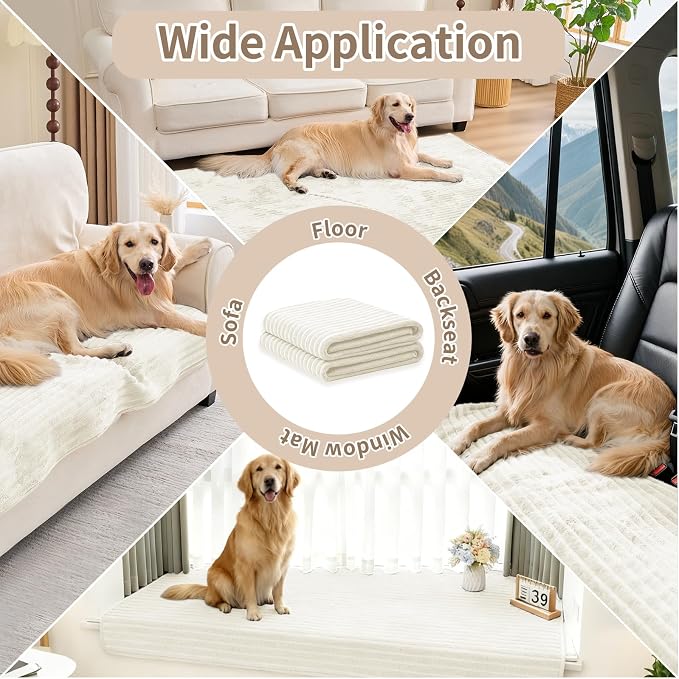 100% Waterproof Couch Covers for Dogs, 35"×82" Washable Couch Cover, Non Slip Sectional Couch Covers for 3 Cushion Sofa Cover Pet Friendly, Cat and Dog Couch Bed Cover- Off-White