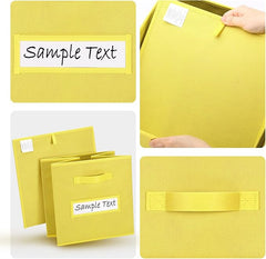 11x11 storage cube bins (Set of 10) Foldable Fabric storage cubes with 10 Labels Window Cards & a Pen,11 inch cube storage bin,Closet Organizers for Shelves,Cubby Organizer Boxes,Dark Yellow