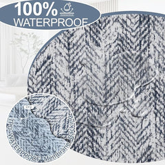 1OO% Waterproof Sectional Couch Covers for Dogs L Shaped Corner Sofa Cover Washable Chenille Sofa Slipcovers Blanket Modern Jacquard Pet Furniture Protector (91"x252", Navy Wave)