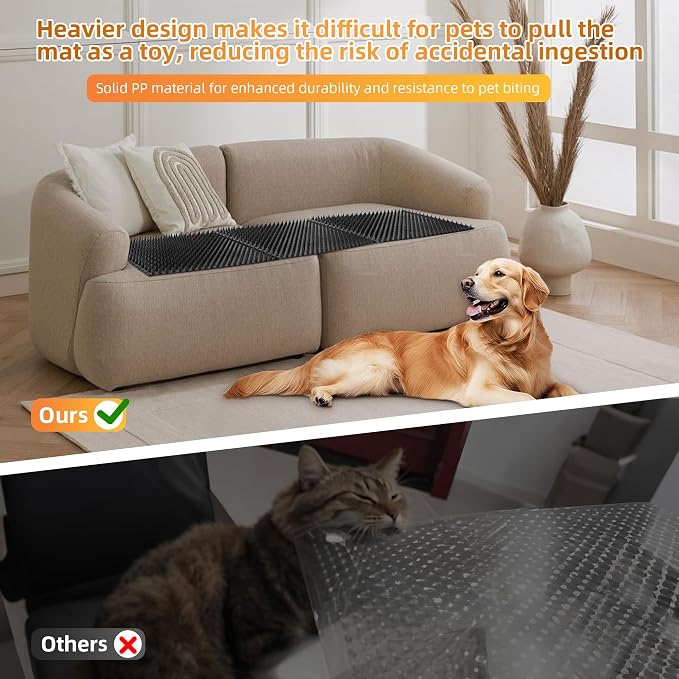 3 Pack Scat Mats for Dogs – Heavy Duty Solid PP Pet Deterrent Mats to Keep Dogs Off Couch & Furniture – Durable for Indoor & Outdoor Use
