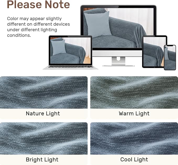 2 Pieces Sectional Couch Covers L Shaped Cover XXXL Dusty Blue | Thick Washable Fabric for L Shaped Sectional Sofa, Anti-Pet Hair, Stain & Wear Resistant, Easy Care & Installation