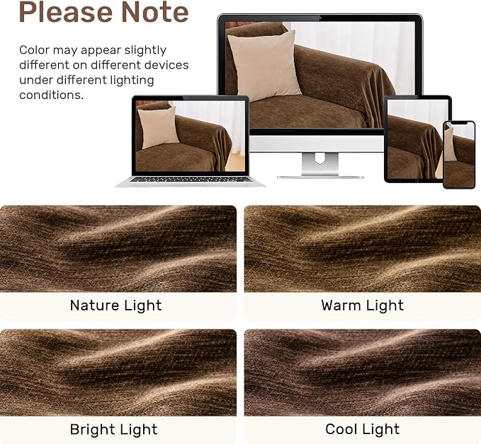 2 Pieces Sectional Couch Covers L Shaped Cover L Coffee | Thick Washable Fabric for L Shaped Sectional Sofa, Anti-Pet Hair, Stain & Wear Resistant, Easy Care & Installation