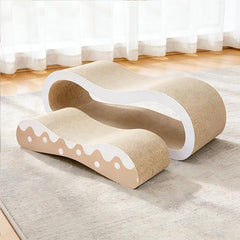 2 in 1 Cat Scratcher for Indoor Cats, Large Cardboard Cat Scratcher Lounger, 100% Recyclable&Reversible Horizontal Scratching Pads Prevents Furniture Damage,Wave