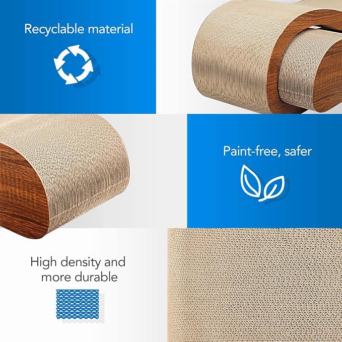 2 in 1 Cat Scratcher for Indoor Cats, Large Cardboard Cat Scratcher, 100% Recyclable&Reversible Scratching Pads Prevents Furniture Damage