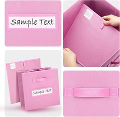 11x11 storage cube bins (Set of 10) Foldable Fabric storage cubes with 10 Labels Window Cards & a Pen,11 inch cube storage bin,Closet Organizers for Shelves,Cubby Organizer Boxes,Light Pink