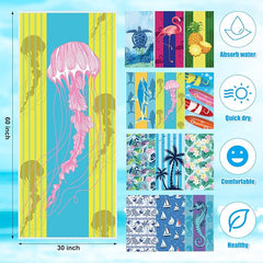12 Pcs Oversized Microfiber Beach Towels Set 30 x 60 Extra Large Fiber Swim Pool Towel Absorbent Bath Blanket for Travel Vacation Accessories Gift Spa Soft Lightweight (Summer)
