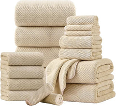 18 Piece Microfiber Bath Towels Set - 6 Bath Sheets,6 Hand Towels And 6 Washcloths,Soft Family Towels,Highly Absorbent Bathroom Towel,Quick Dry Shower Towel Luxury Towels For Hotel Spa Dorm-Camel