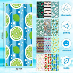12 Pcs Oversized Microfiber Beach Towels Set 30 x 60 Extra Large Fiber Swim Pool Towel Absorbent Bath Blanket for Travel Vacation Accessories Gift Spa Soft Lightweight(Hawaii)