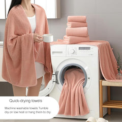 18 Piece Family Bath Towel Set Include 6 Bath Towels,6 Hand Towels and 6 Washcloths Soft Bathroom Towel with Hanging Loops,Highly Absorbent Quick Dry Towels Set for Bathroom,Hotel and Spa-Orange