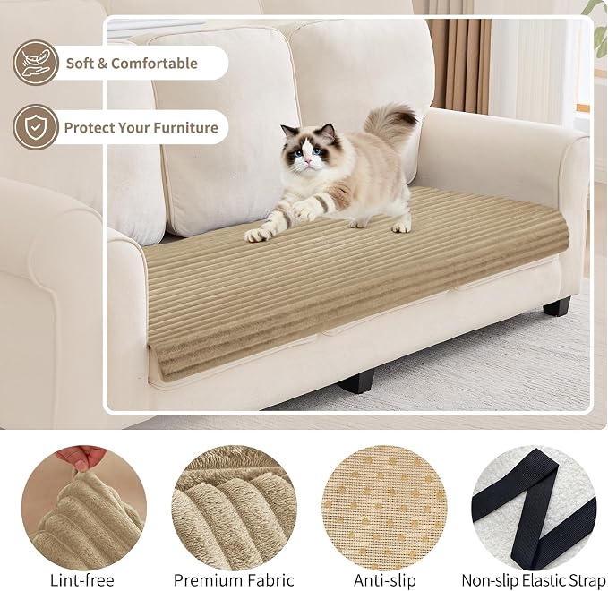 100% Waterproof Couch Covers for Dogs, 35"×63" Washable Couch Cover, Non Slip Sectional Couch Covers for 3 Cushion Sofa Cover Pet Friendly, Cat and Dog Couch Bed Cover-Camel