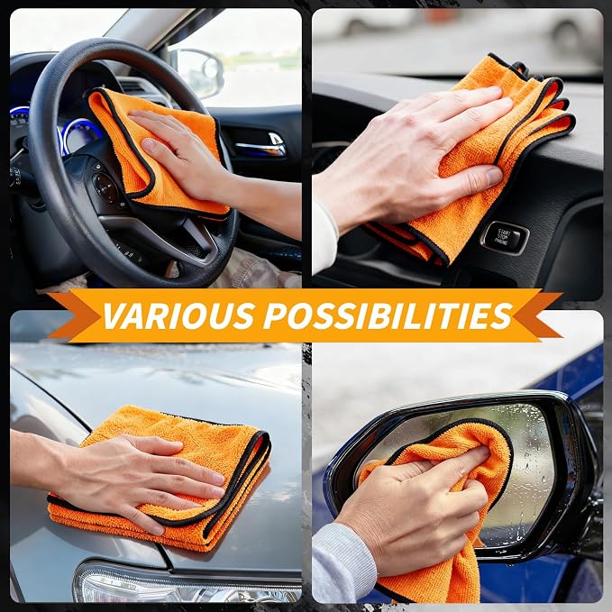 20 Pack Microfiber Car Drying Towel, 24 x 16 Inch Car Microfiber Cleaning Towels Bulk, Lint-Free, Quick Drying, Dual-Sided Detailing Buffing Polishing Waxing Soft Towels for SUV, Truck and Boats