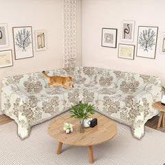 1OO% Waterproof Sectional Couch Covers for Dogs L Shaped Corner Sofa Cover Washable Chenille Sofa Slipcovers Blanket Modern Jacquard Pet Furniture Protector (91"x276", Khaki Flower Shadow)