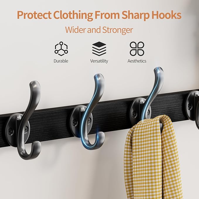 29 inch Coat Rack Wall Mount with Shelf, Heavy Duty Coat Hooks Wall Mount, Entryway Coat Hanger Wall Shelf with Key Holders and Mail Organizer for Living Room, Bedroom, Bathroom, Black